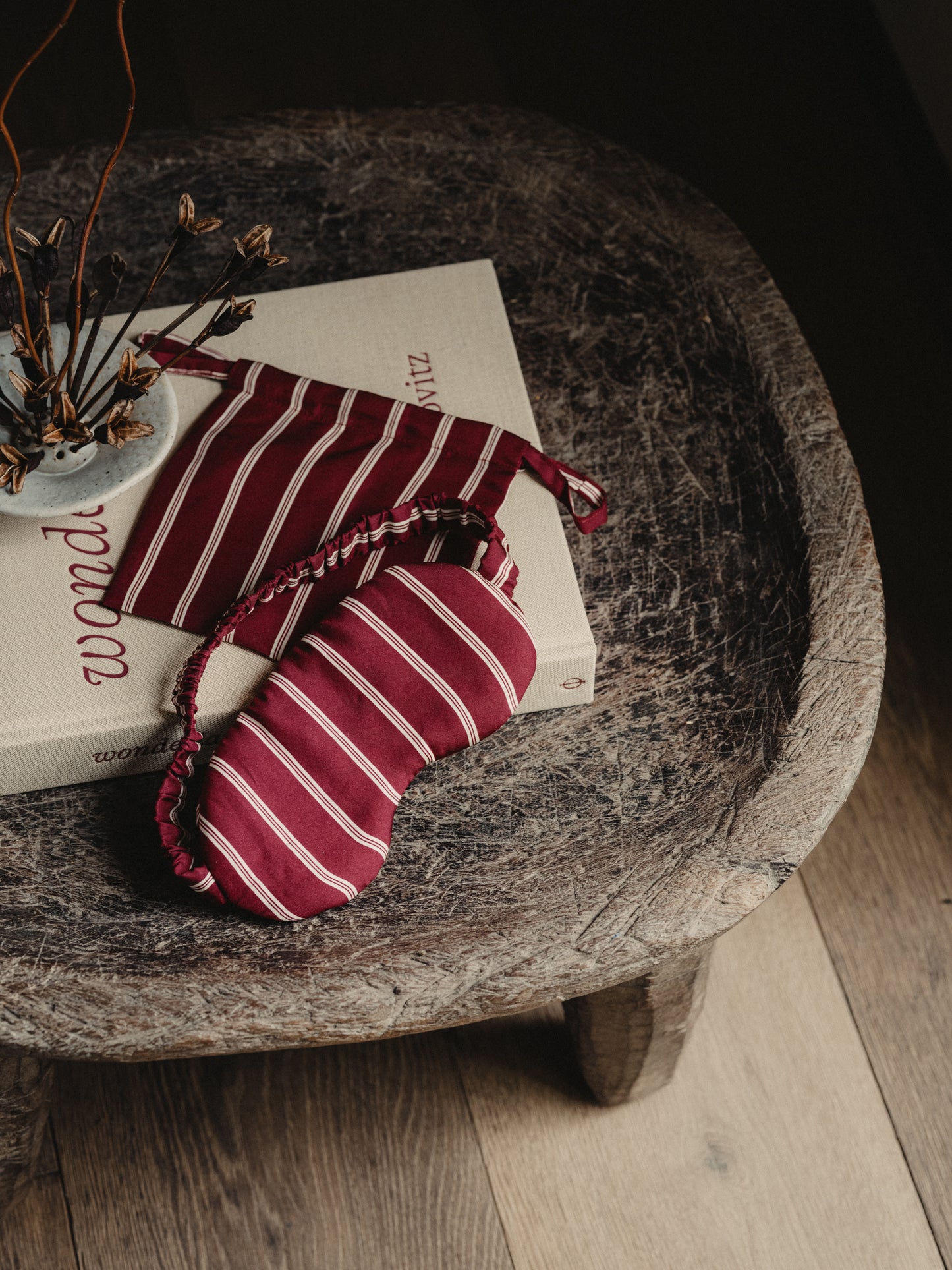 Eye Mask in Wine Stripe