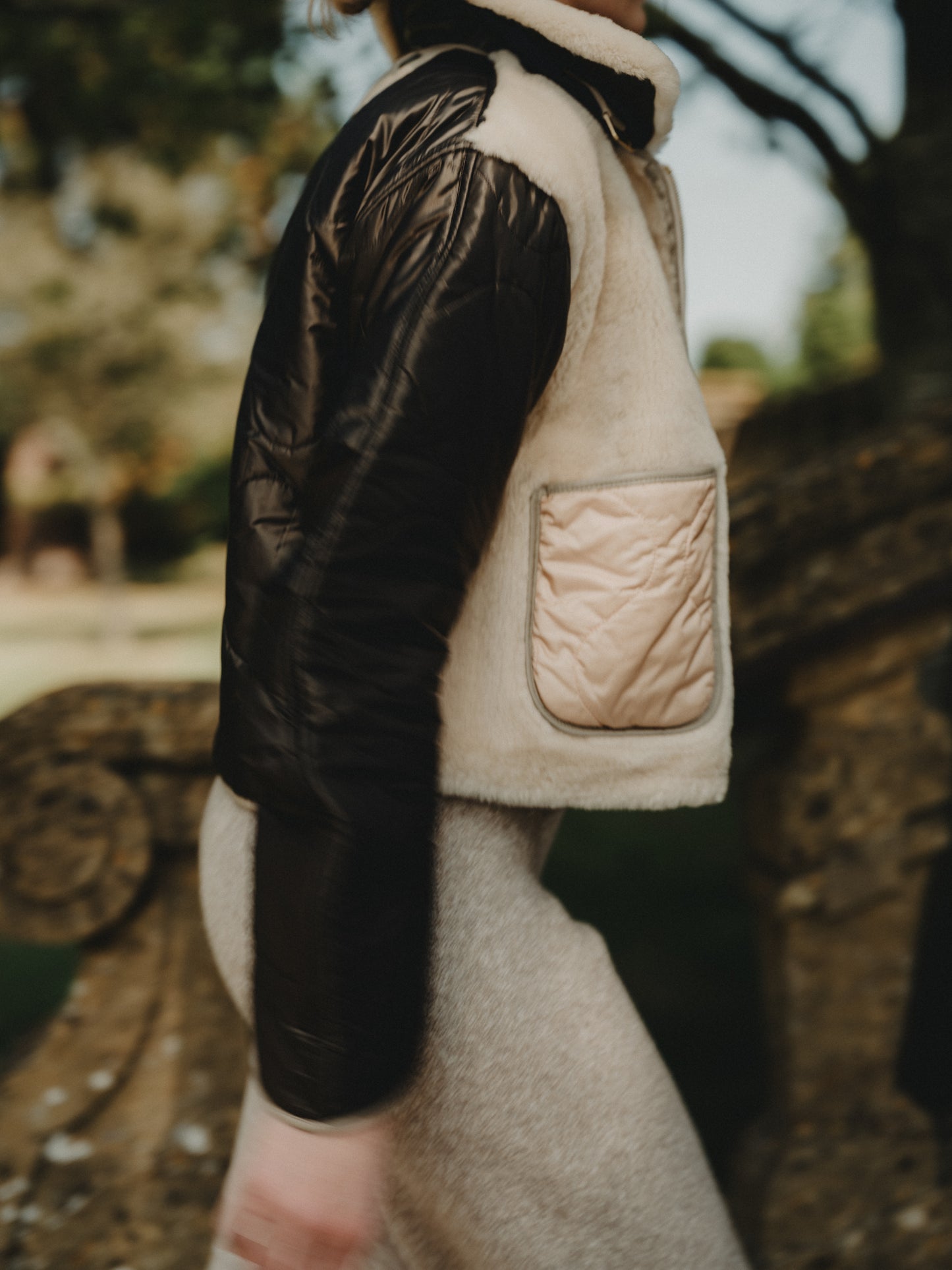 Cropped Aviator Quilt Jacket