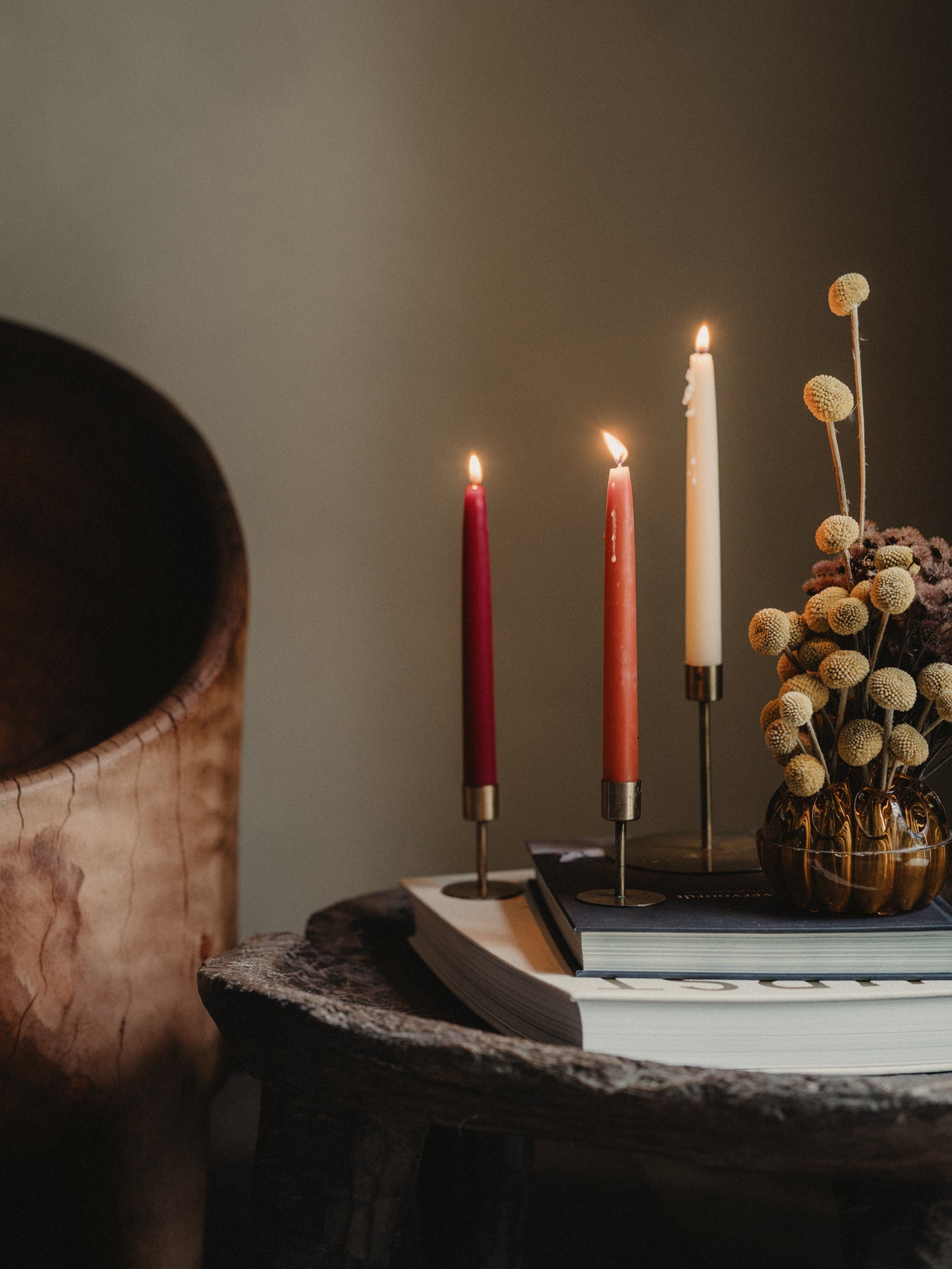 Set of Six Natural Wax Candles