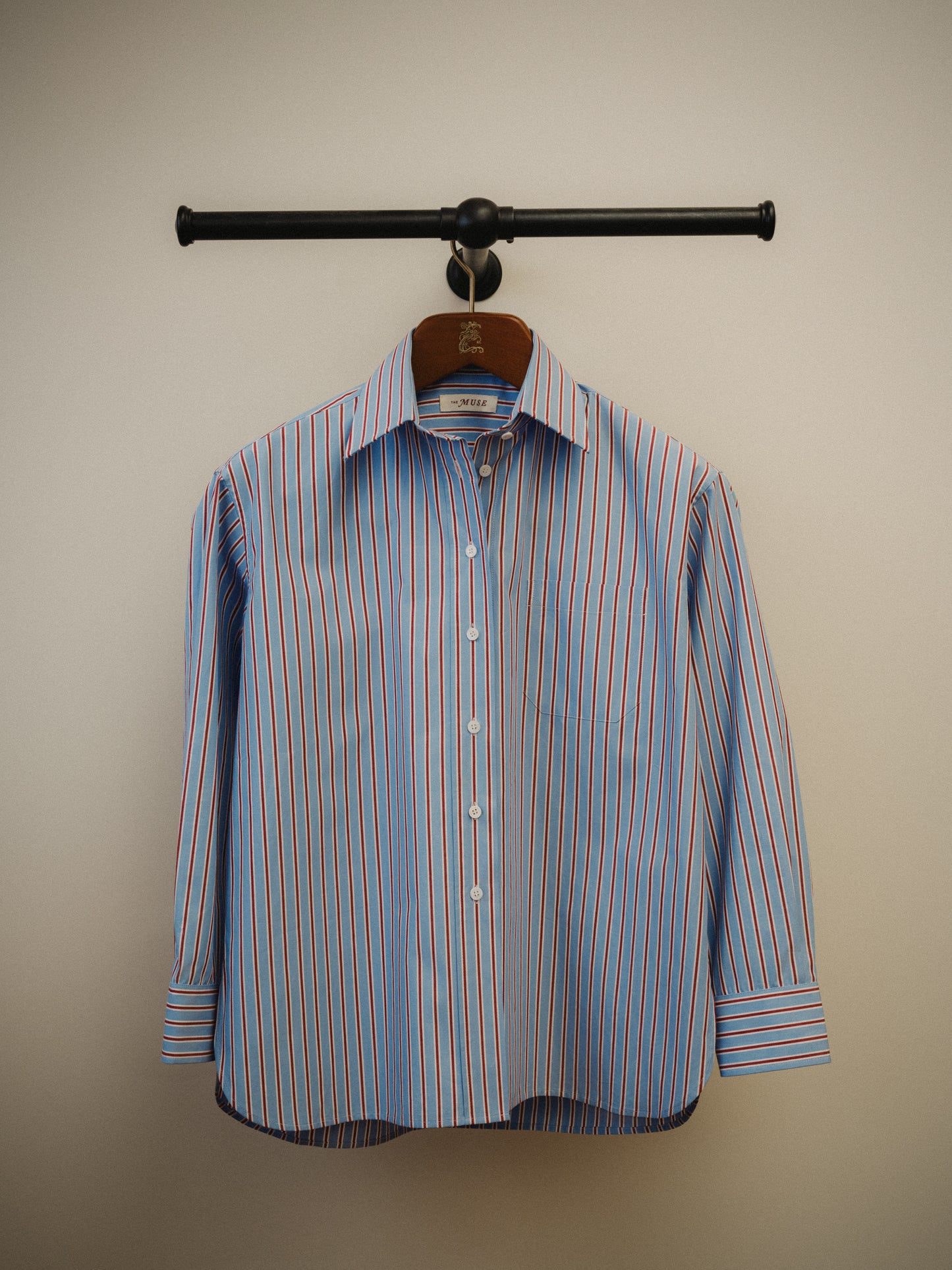 The Muse Husband Shirt in Blue Pinstripe